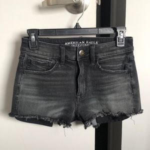 American Eagle grey wash high rise jeans shorts